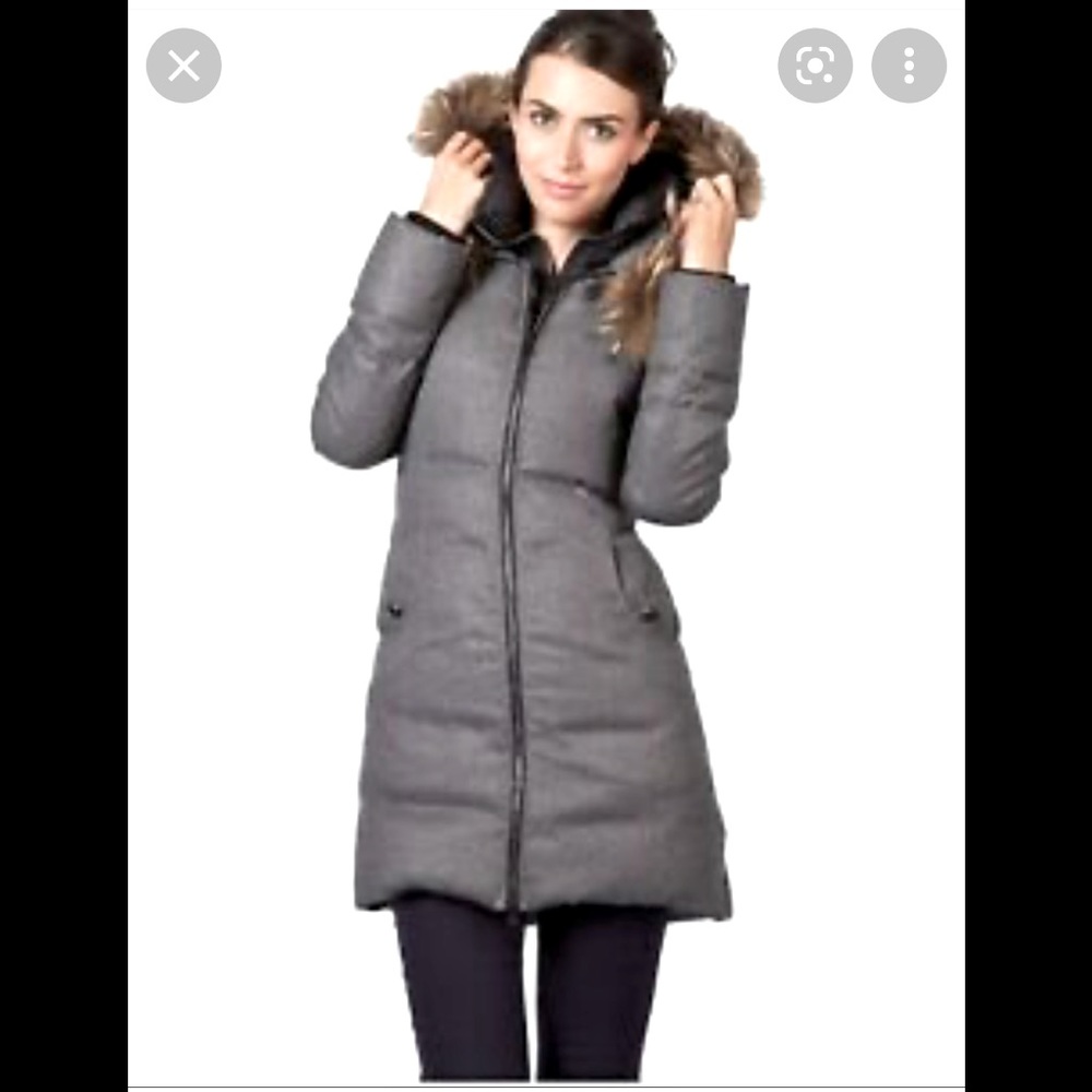 Soia and Kio Grey and Black puffer jacket with fur collar